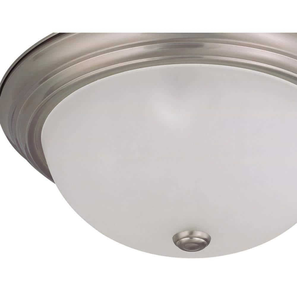 XylehR 60/3263 Flush Mounted Dome Light Fixture, 15", Brushed /Frosted Glass