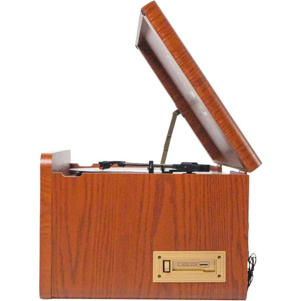 Victor 8-in-1 Wood Music Center with Bluetooth Vinyl Record Player
