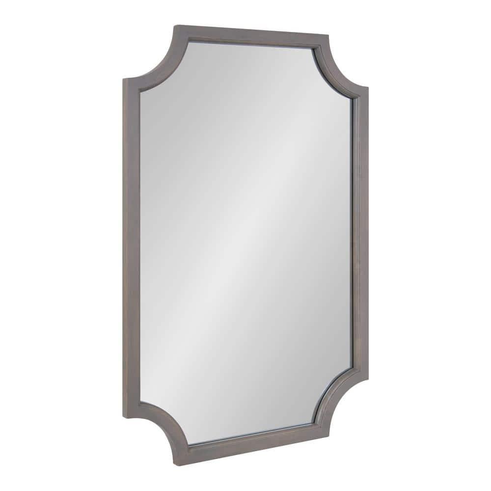 Kate & Laurel All Things Decor 24"x36" Hogan Framed Scallop Wall Mirror Gray: Modern Design, No Assembly Required