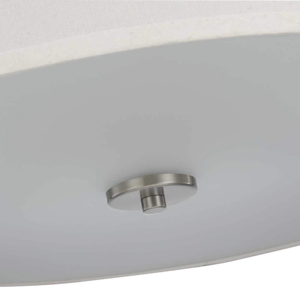 Progress Lighting Inspire 3-Light Semi-Flush Mount, Brushed Nickel, Off-White Linen Shade