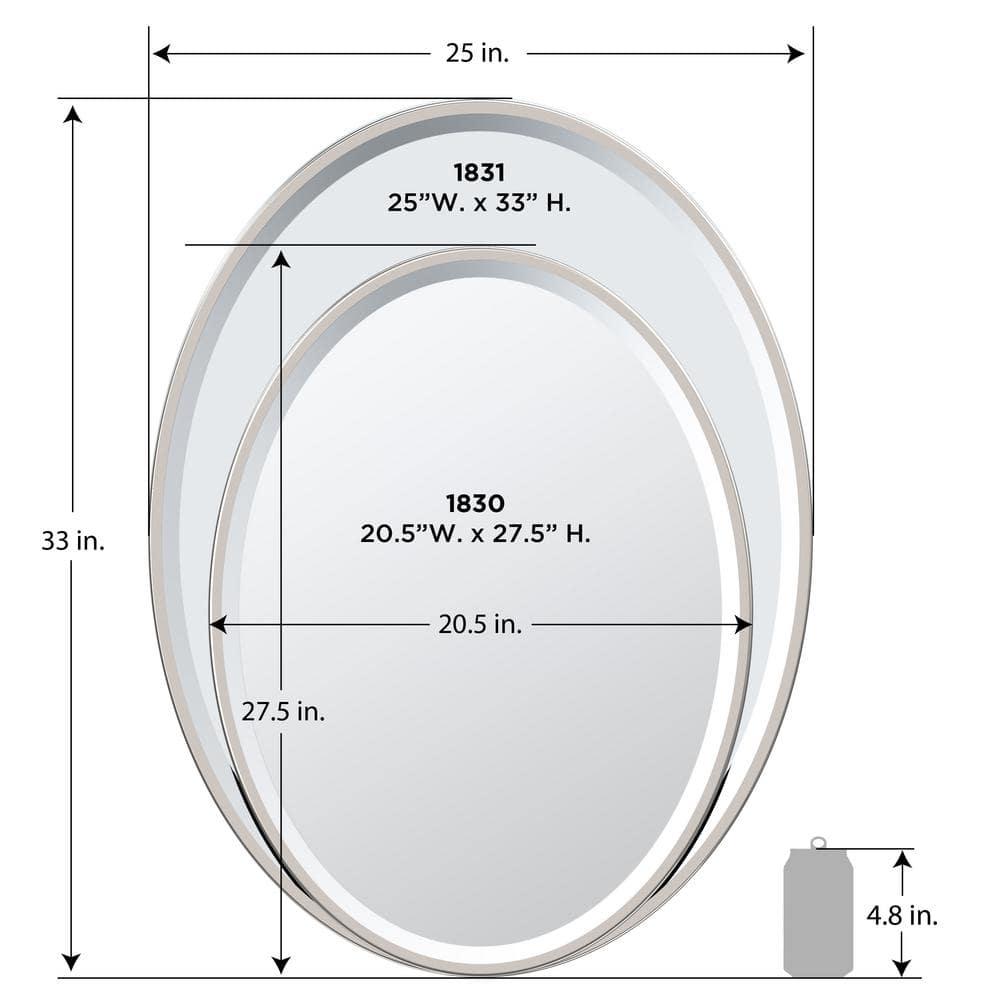 Flush Mount Framed Bathroom Vanity Mirror | Oval Framed Wall Mirror with Beveled Edge | Decorative Wall Mirror for Bathroom, Bedroom, Hallway, Entryway