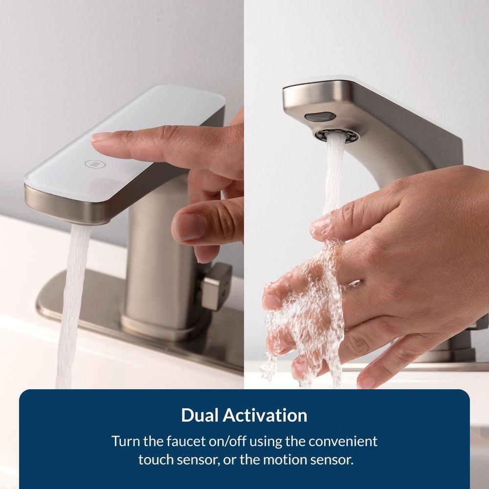 Bio Bidet Grove Touchless Bathroom Sink Faucet, Hands Free or Touch Activated, Brushed Nickel