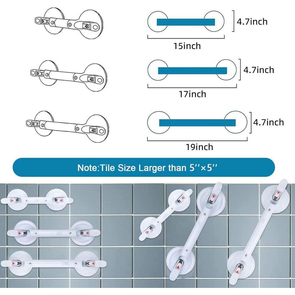 19inch Upgrade Suction Shower Grab Bar, Portable Shower Handle Bar Suction Grip Bar Bathtub Handle with Strong Hold Suction Cup Fitting and Rapid Release for Bathroom(Max Capacity :300lb