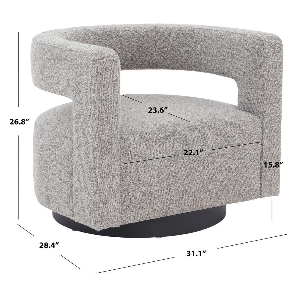 Edgar Velvet Swivel Chair - SFV4764 - Light Grey/Black - Safavieh Couture