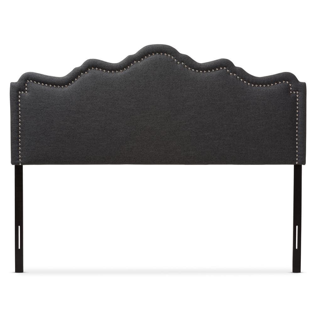 Queen Nadeen Modern Fabric Headboard with Nailhead Trim - Baxton Studio: Adjustable, Polyester, Rubberwood