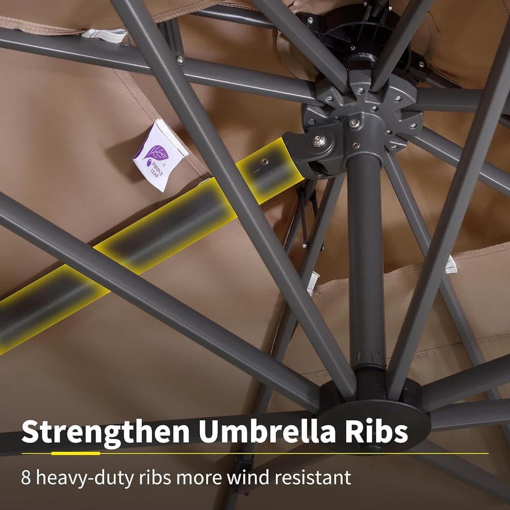 PURPLE LEAF 10FT Cantilever Outdoor Umbrellas Large Patio Umbrella Hanging Double Top Square Offset Umbrella with 360°Rotation Tilting Umbrella Outdoor Patio, Taupe