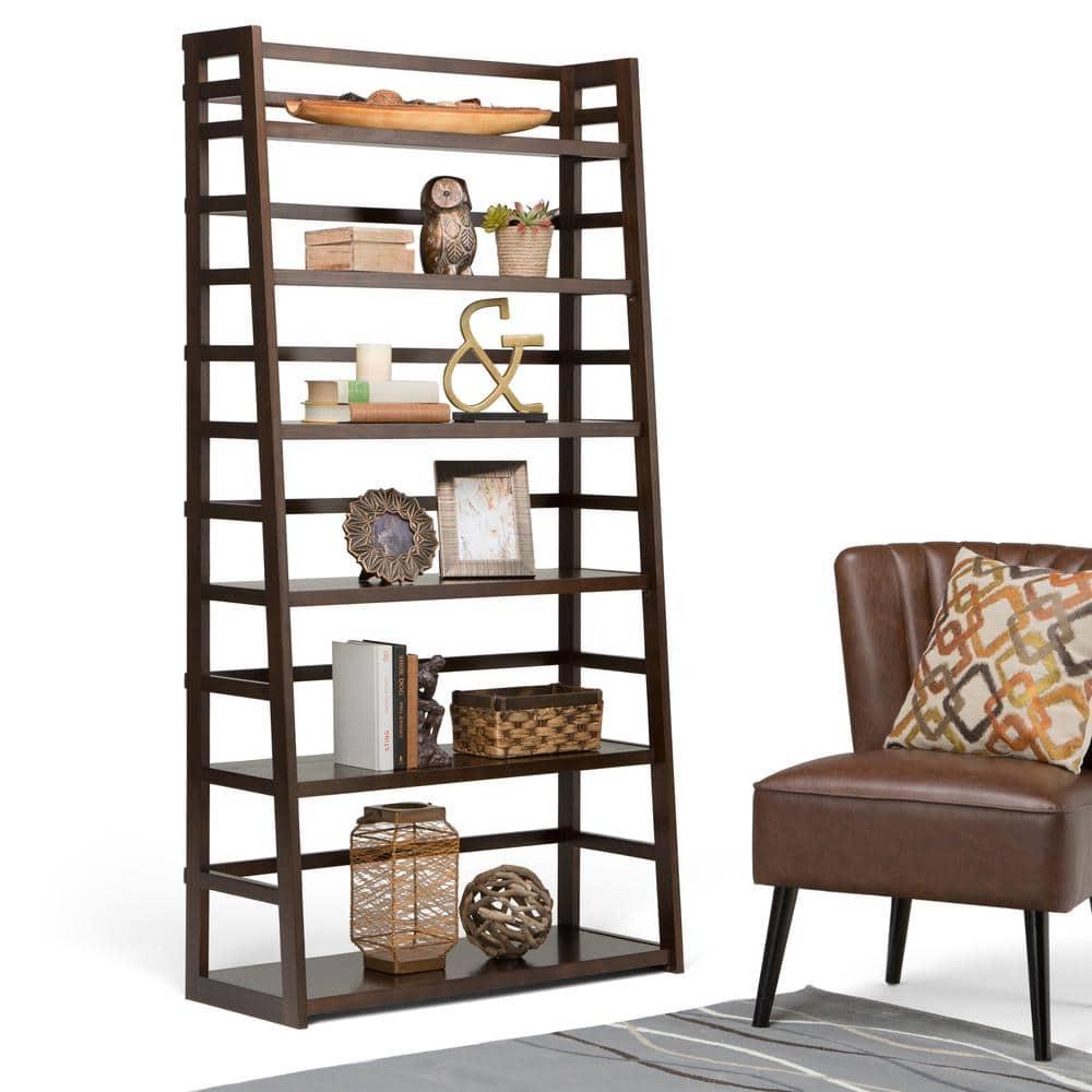 Simplihome Wide Bookcase, Acadian, Walnut