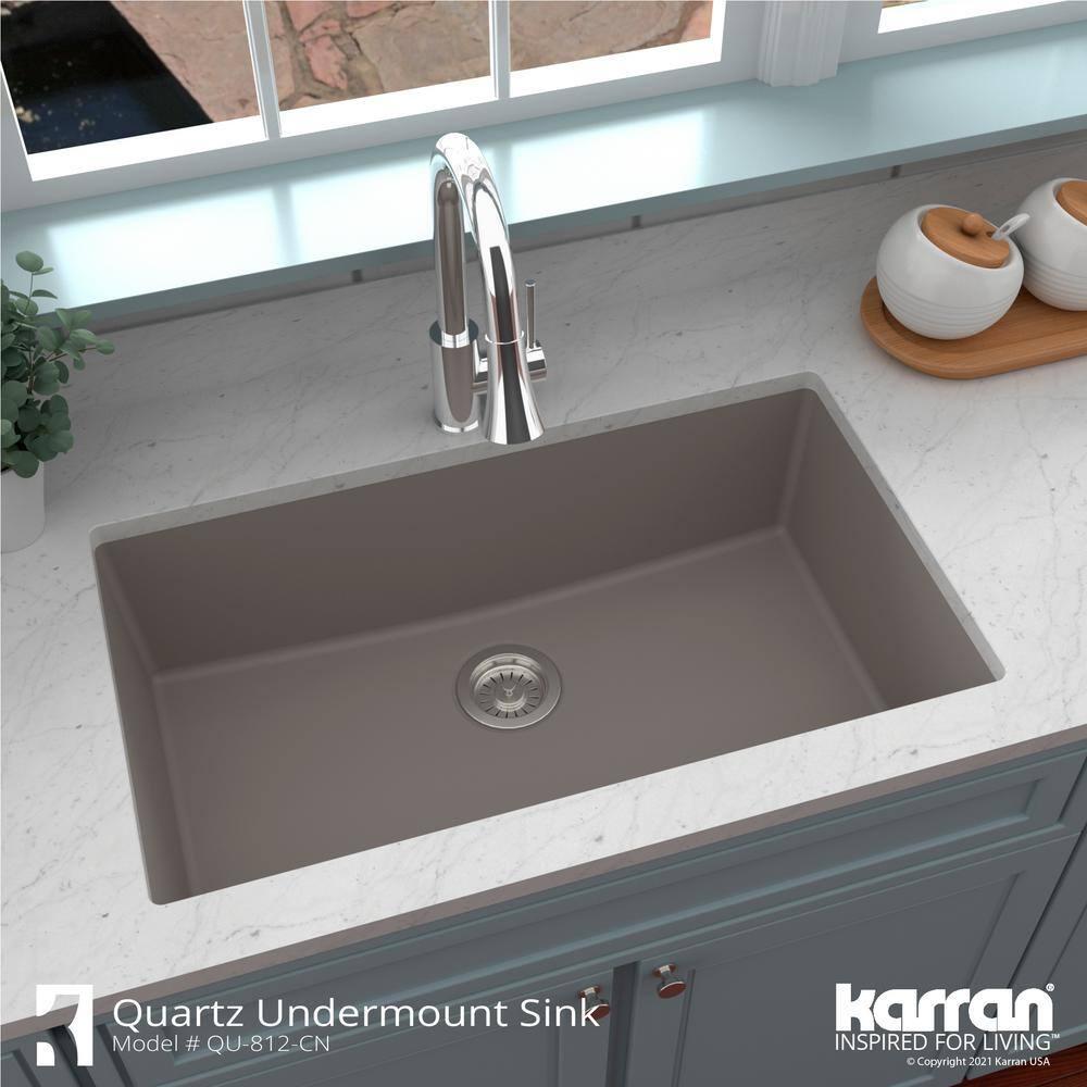 Karran Quartz 32-1/4'' X 19-1/4'' Large Single Bowl Undermount Kitchen Sink