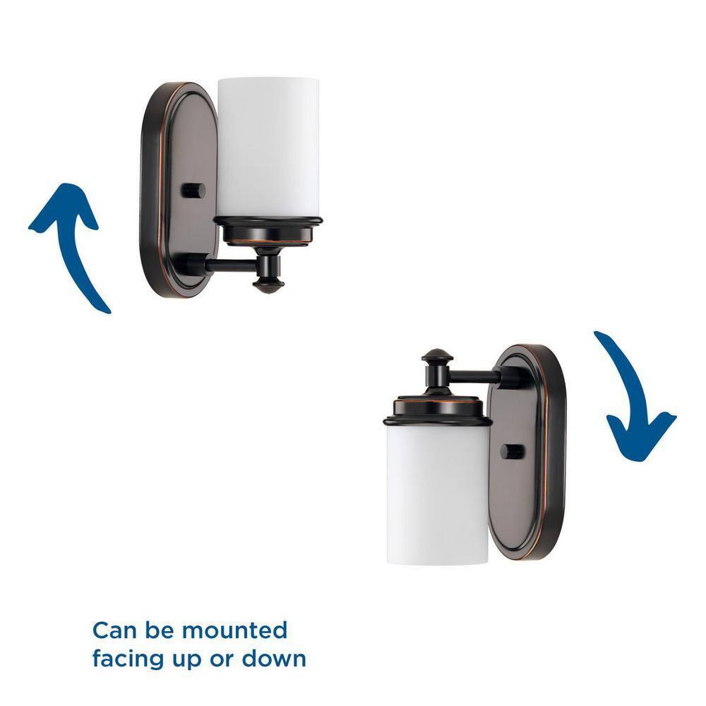 Progress Lighting Glide Collection 1-Light Wall Sconce, Rubbed Bronze, Etched Opal Glass