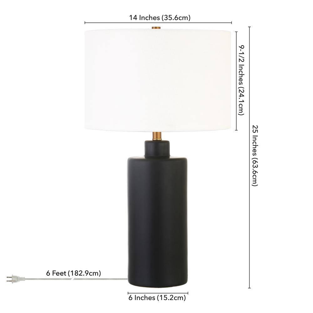 Evelyn&Zoe 25" Contemporary Ceramic Table Lamp with White Drum Linen Shade