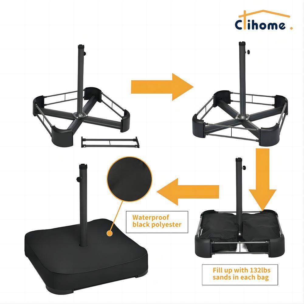 clihome 15 Ft Patio Market Umbrella with Base