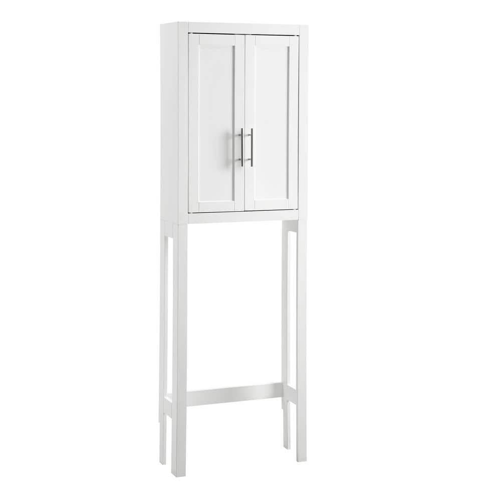 Savannah Space Saver White - Crosley: Bathroom Etagere with Adjustable Shelves, MDF Frame, Anti-Tip Hardware