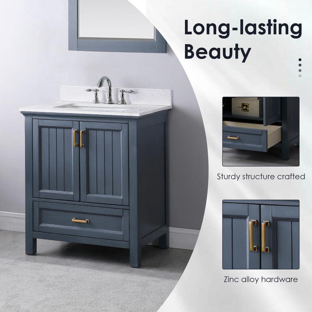 Isla 30" Marble Countertop Single Vanity w/o Mirror - Classic Blue
