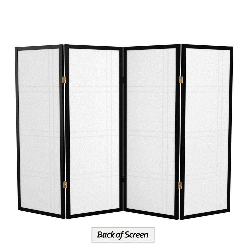 4 ft. Short Double Cross Shoji Screen - Black - 4 Panels
