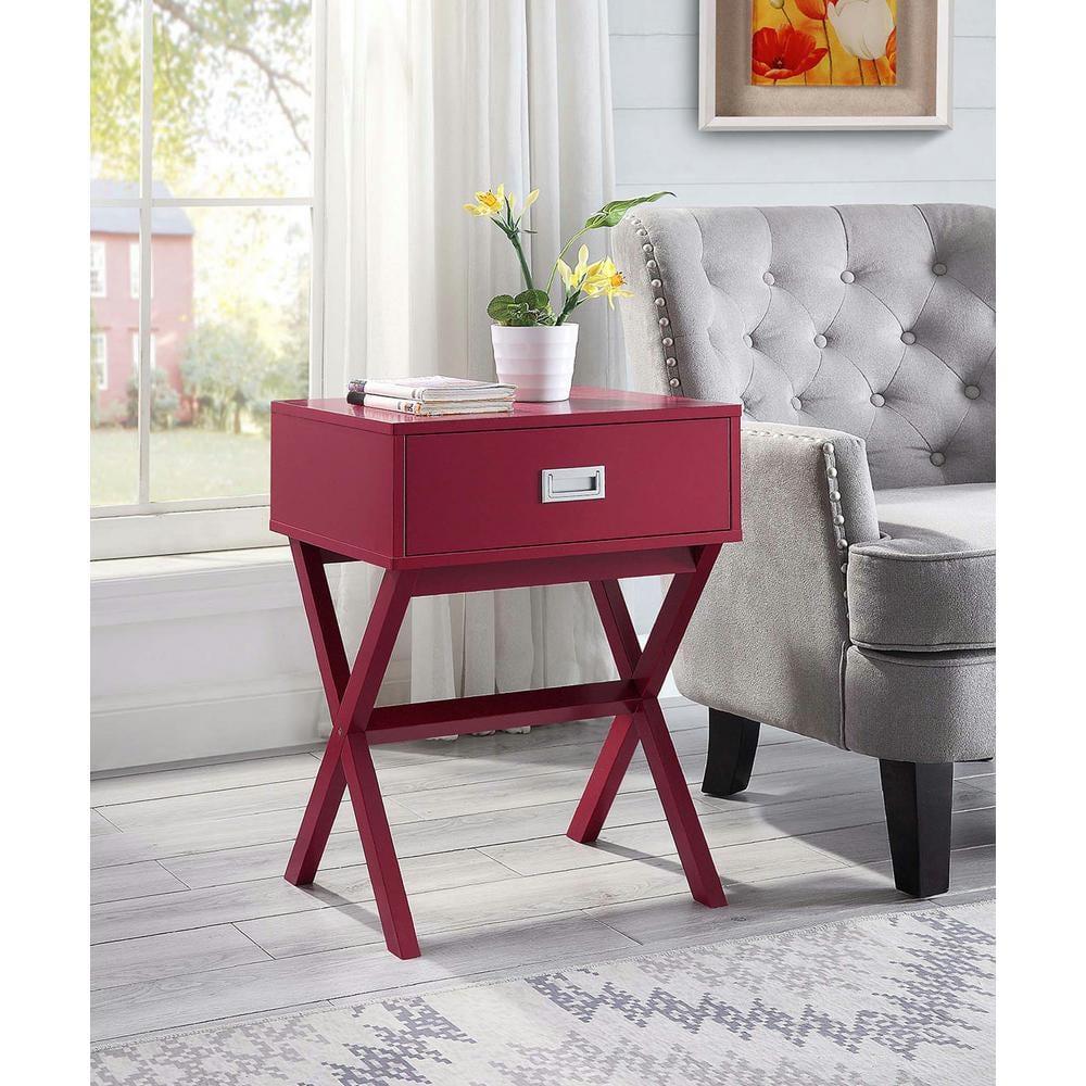 Convenience Concepts Designs2Go Landon 1 Drawer End Table, Cranberry Red