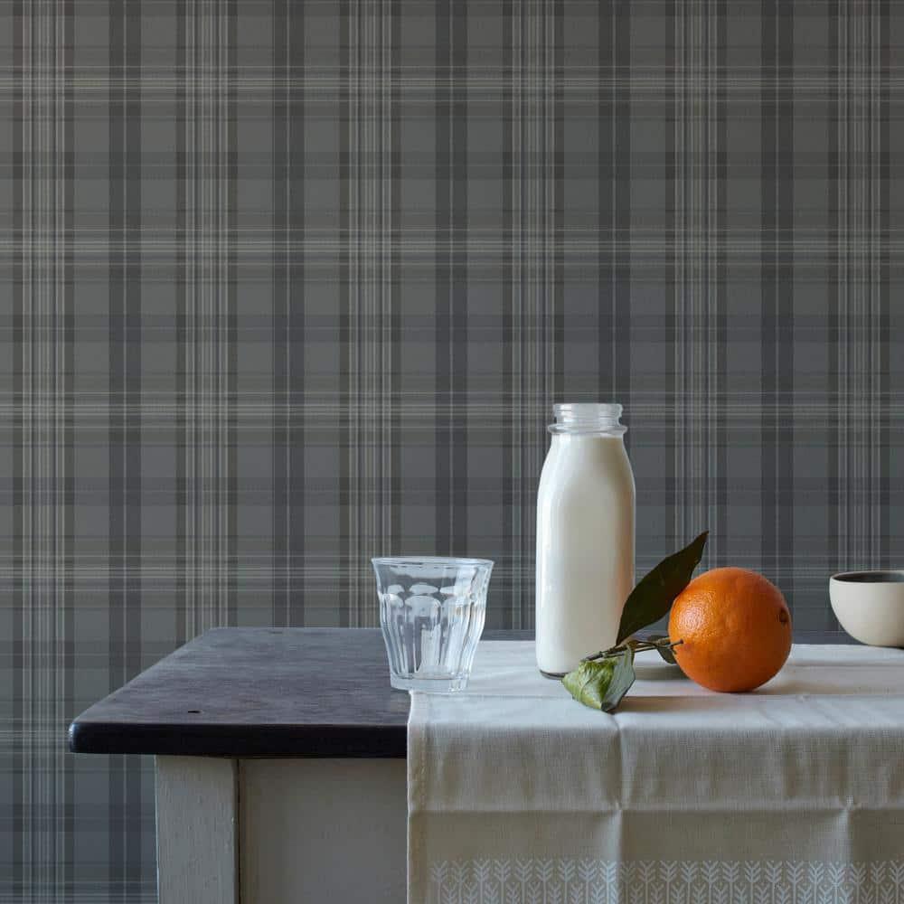 Chesapeake Austin Charcoal Plaid Wallpaper