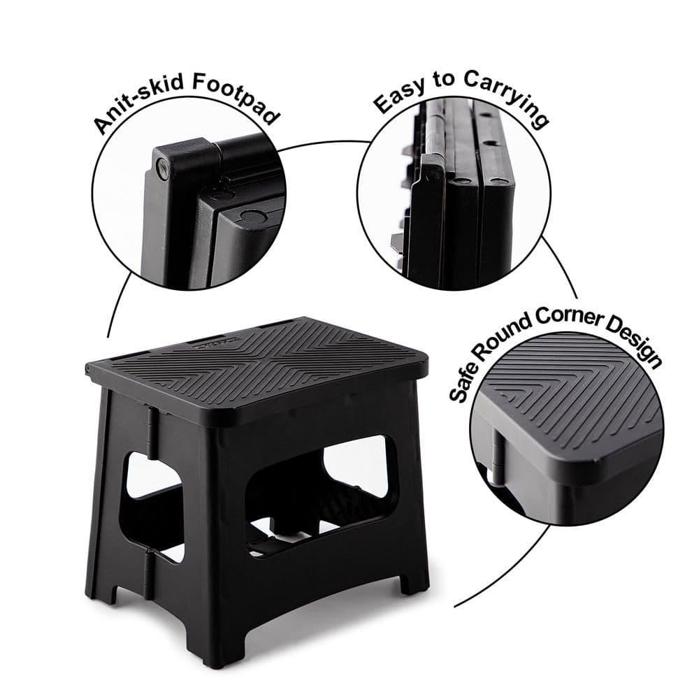 One Step Folding Stool Lightweight and Portable 300 lbs. Working Load Franklin, Black