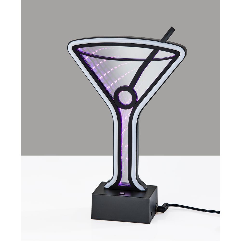 Infinity Neon Martini Glass Table/Wall Lamp Black - Adesso: USB Powered, Battery Option, LED Lighting