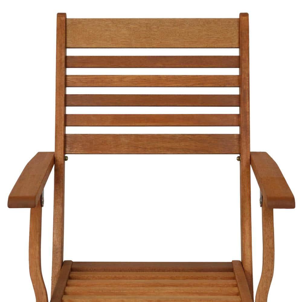 Sunnydaze Meranti Wood with Teak Oil Finish Wooden Folding Patio Lawn Slatted Arm Chairs Set - Brown - 2pk
