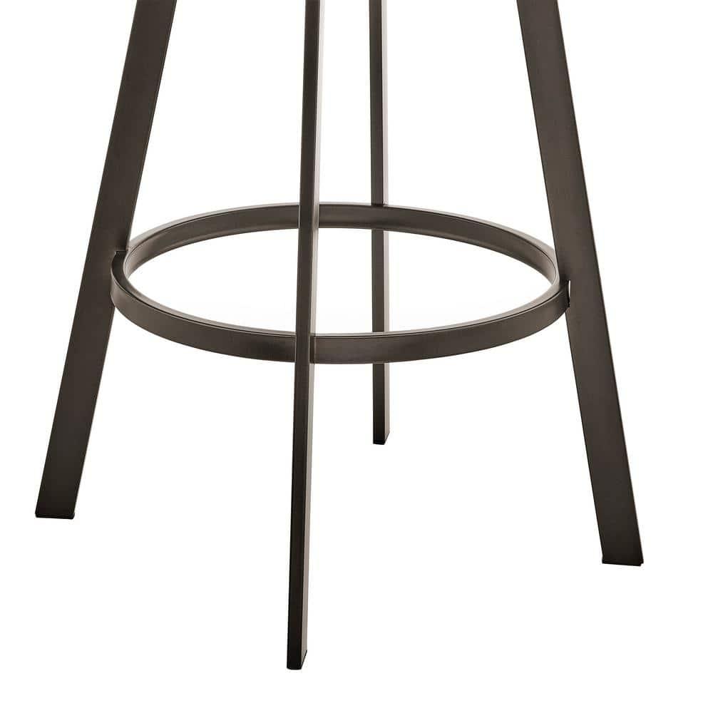 Armen Living Indoor Bronson 25" Counter Height Swivel Bar Stool in Java Brown Finish and Chocolate Faux Leather