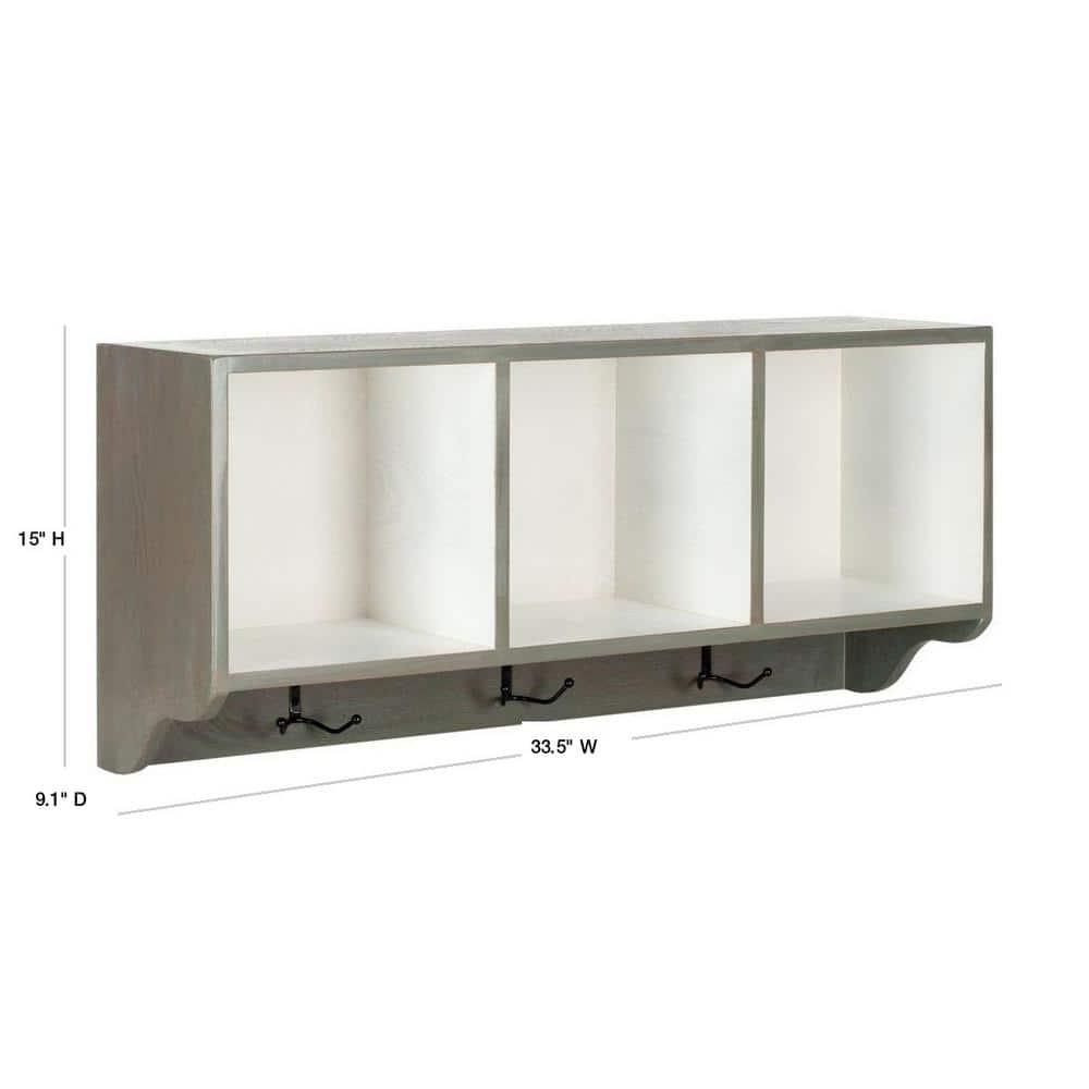 Alice Wall Shelf With Storage Compartments - Ash Grey/White - Safavieh