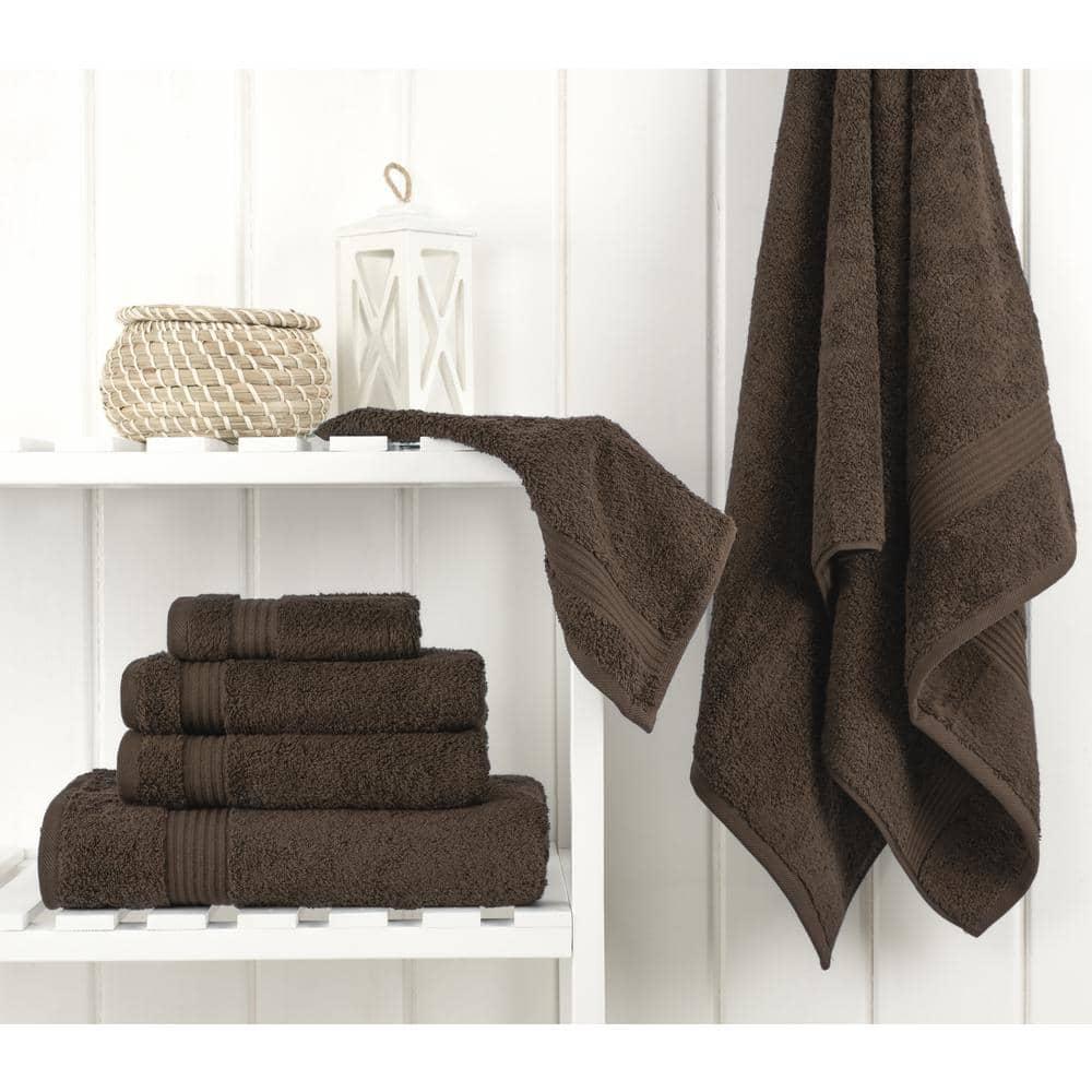 American Soft Linen Bekos 6 Piece Towel Set, 100% Cotton Bath Towel Set for Bathroom, Brown