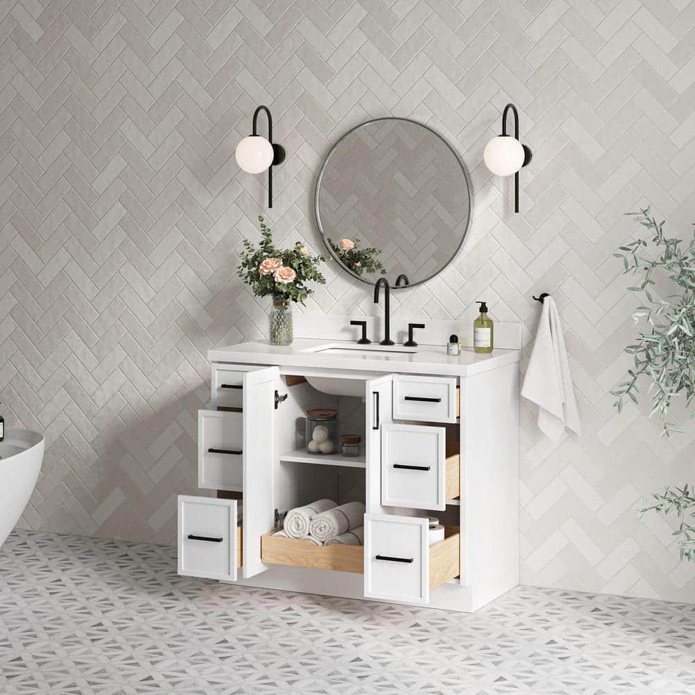 Ariel Kelly 43 Inch Single Rectangular Sink Bathroom Vanity With Quartz Countertop