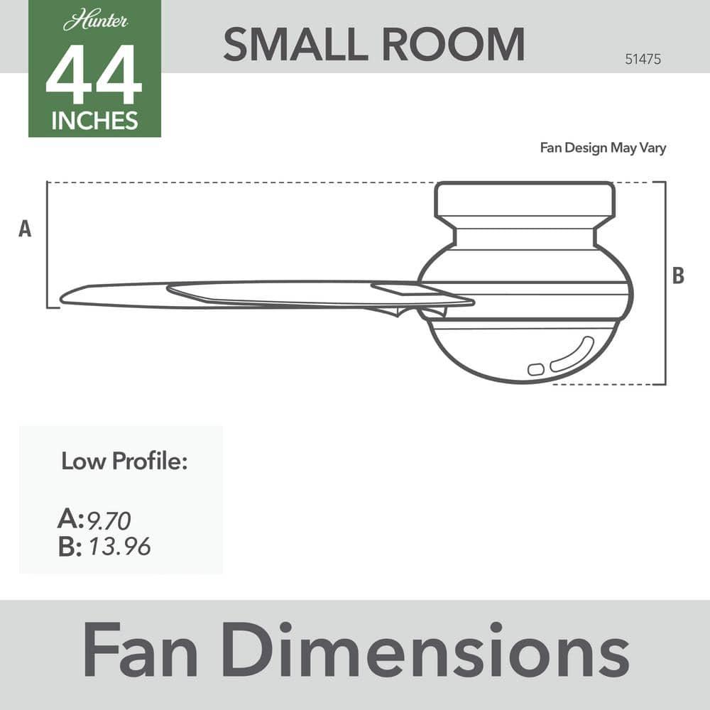 Hunter Fan 44" Gilmour 3 - Blade Outdoor Flush Mount Ceiling Fan with Remote Control and Light Kit Included