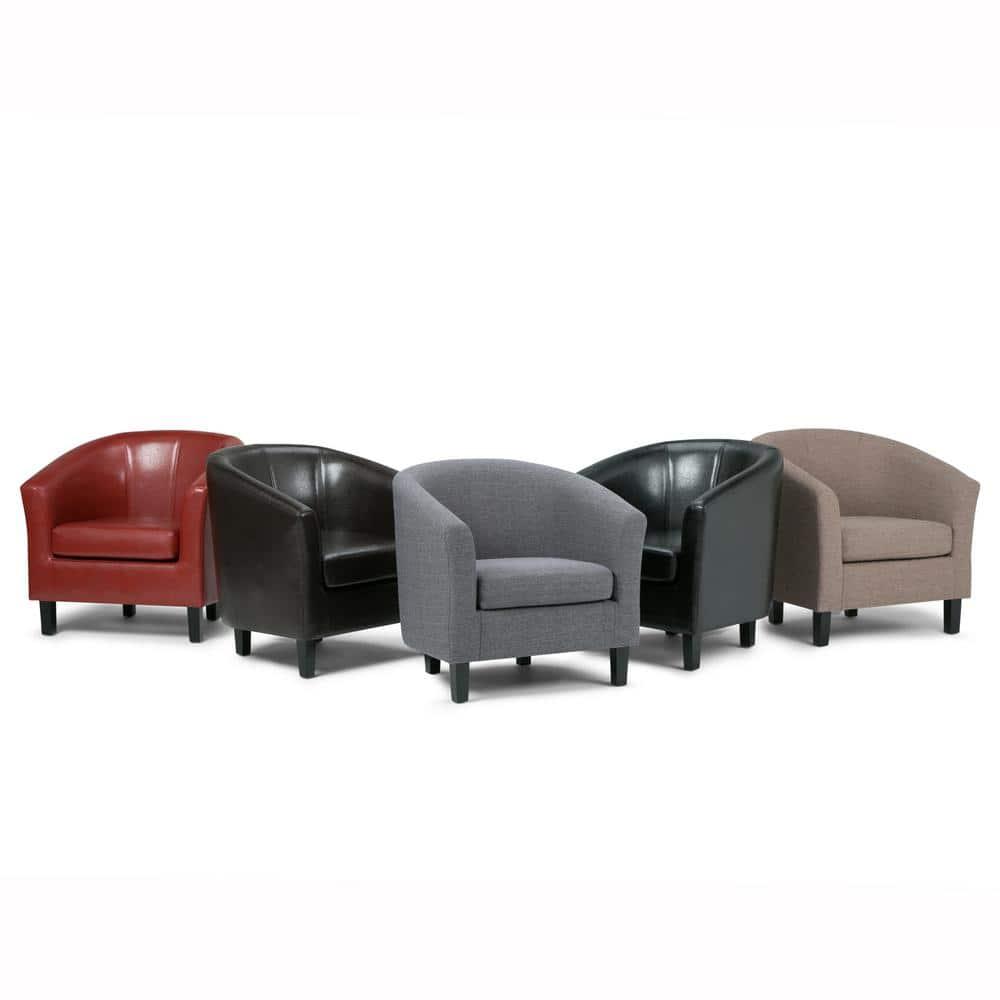 Simpli Home Austin 30"W Upholstered Vegan Faux Leather Contemporary Tub Accent Chair with High Arms and Deep Seat