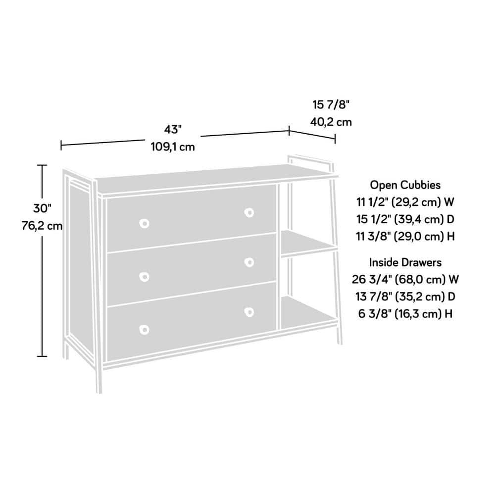 North Avenue 3 Drawer Horizontal Chest Sindoori Mango - Sauder: Modern Storage for Adult Bedroom, Metal Frame