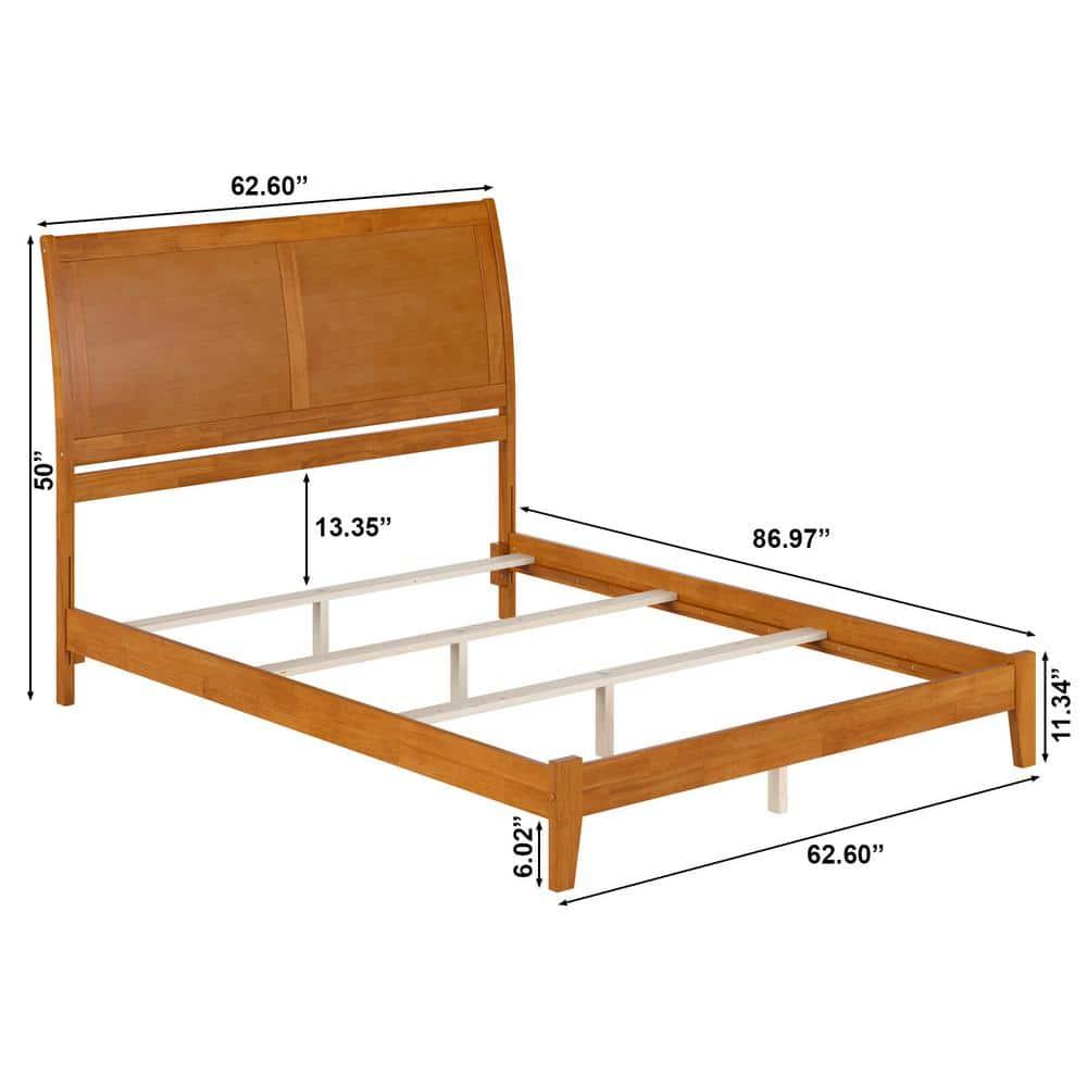 AFI Portland Queen Solid Wood Foundation Bed, Light Toffee