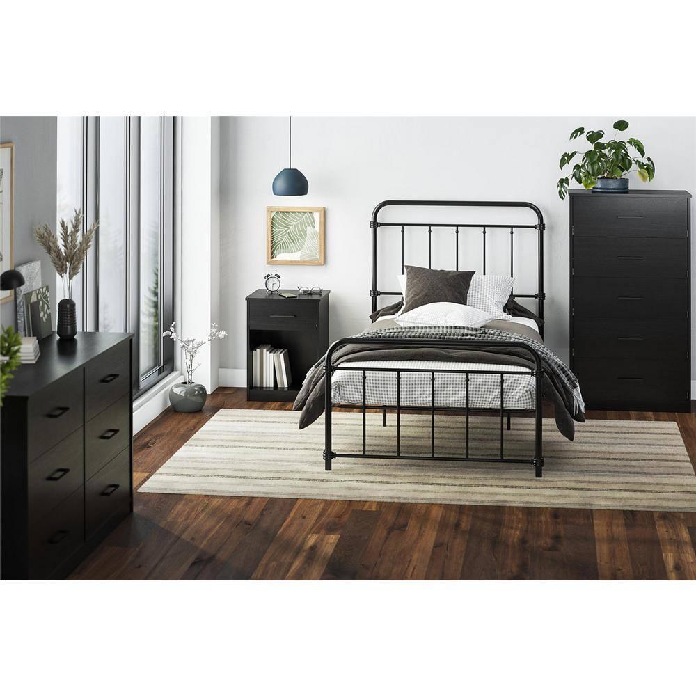 Ameriwood Home BrEZ Build Collection Pearce Nightstand with Drawer, Black Oak
