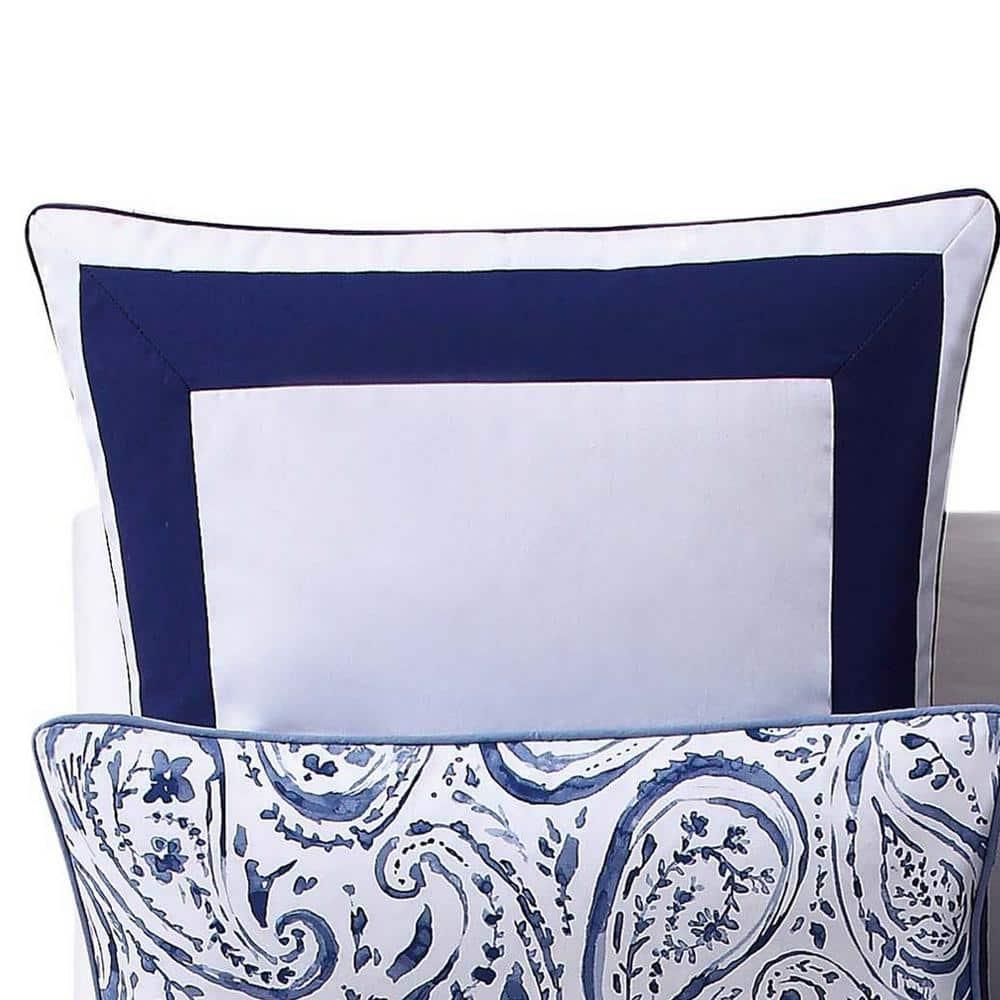 Euro Indienne Paisley Pillow Sham Navy/White - Oceanfront Resort