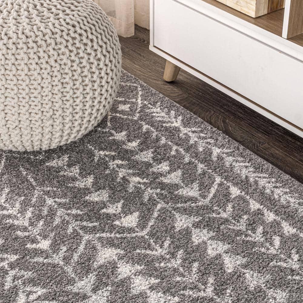 8'x10' Ziri Moroccan Geometric Area Rug, Grey/Cream - JONATHAN Y