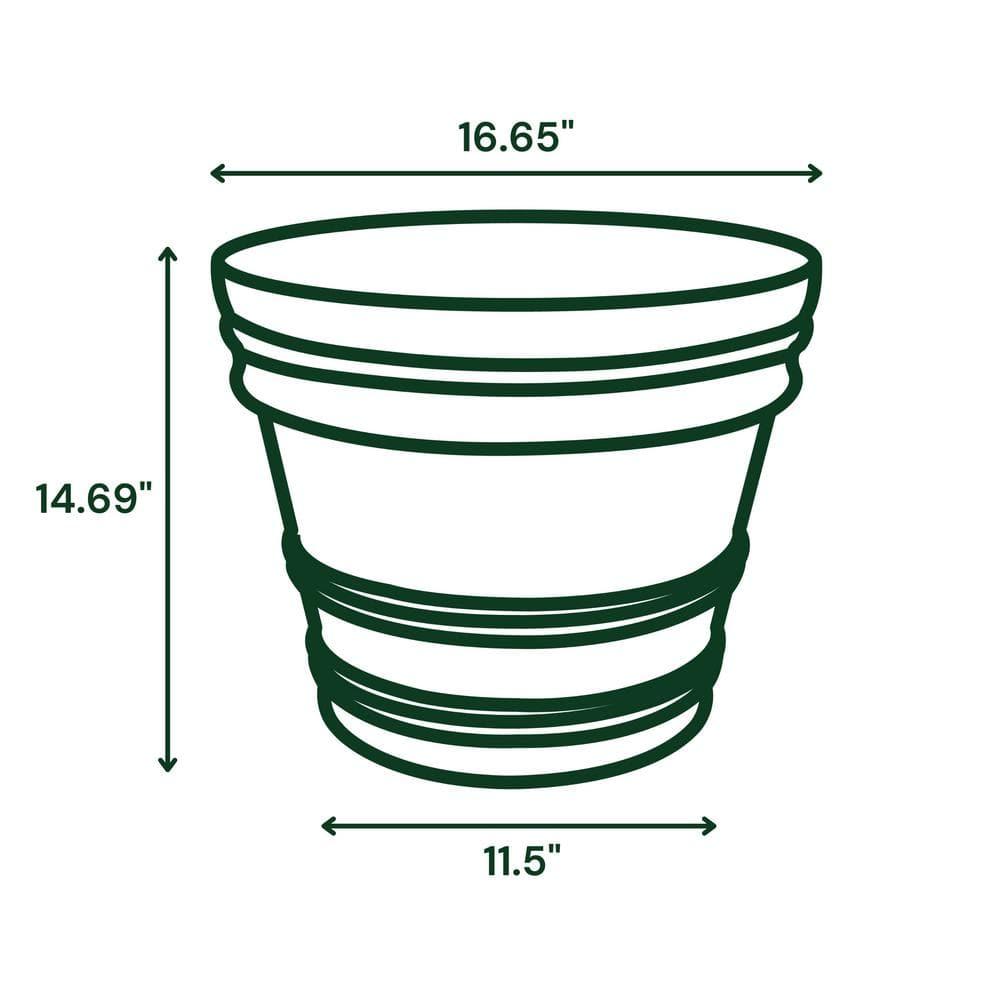 Bloem Rolled Rim Recycled Plastic Indoor/Outdoor Round Pot Planter