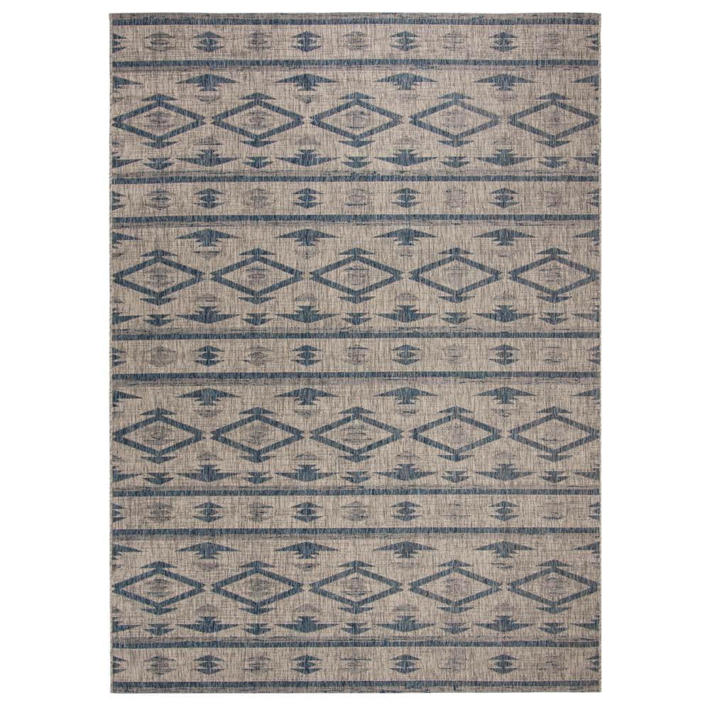 Courtyard CY8863 Power Loomed Indoor/Outdoor Area Rug - Grey/Navy - 8'x11' - Safavieh.