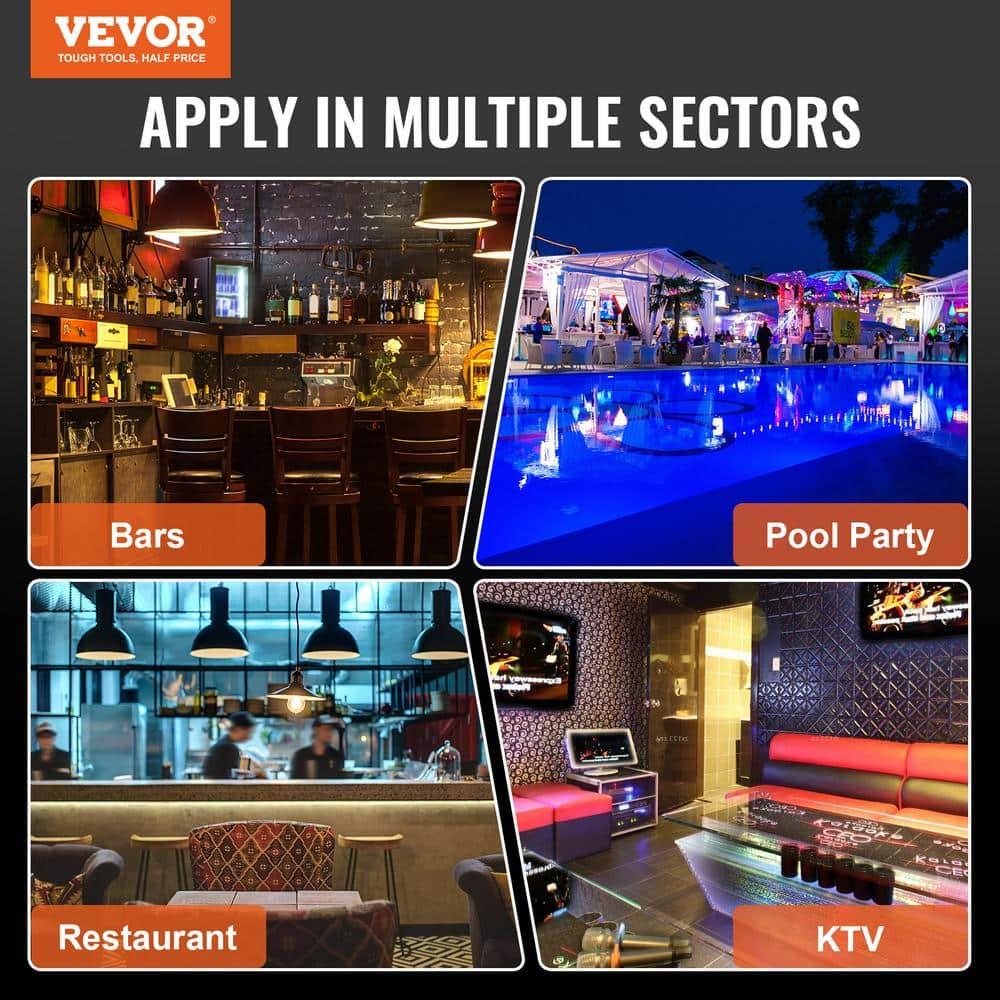 VEVOR LED Lighted Liquor Bottle Display, 2 Tiers 48 Inch Commercial Illuminated Home Bar Shelf, 2 Steps Whiskey Rack Stand, Acrylic Drink Shelves with RF Remote & App Control, and Multicolor Lighting