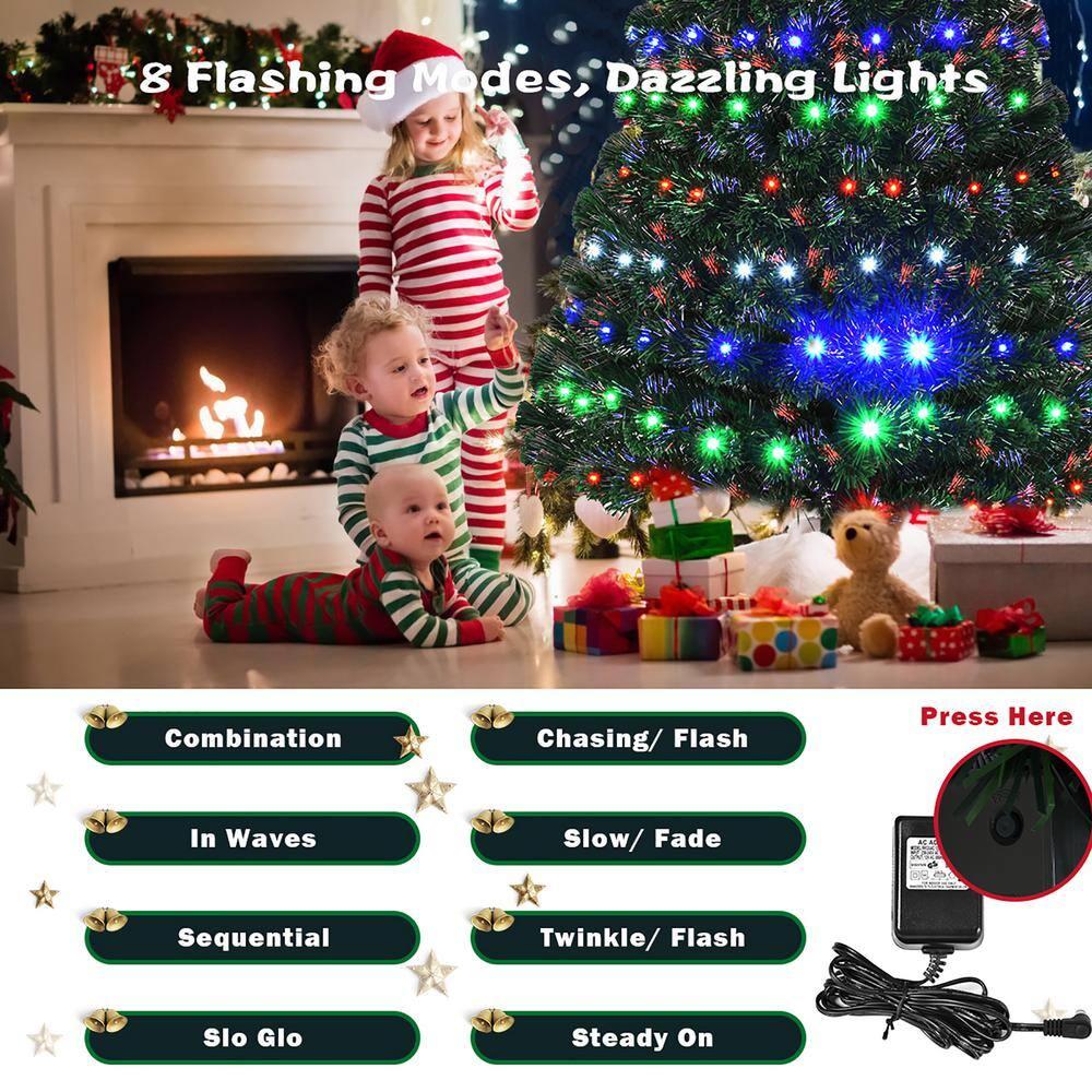 Costway 5ft Pre-Lit Christmas Tree Fiber Optic Multicolor LED Lights
