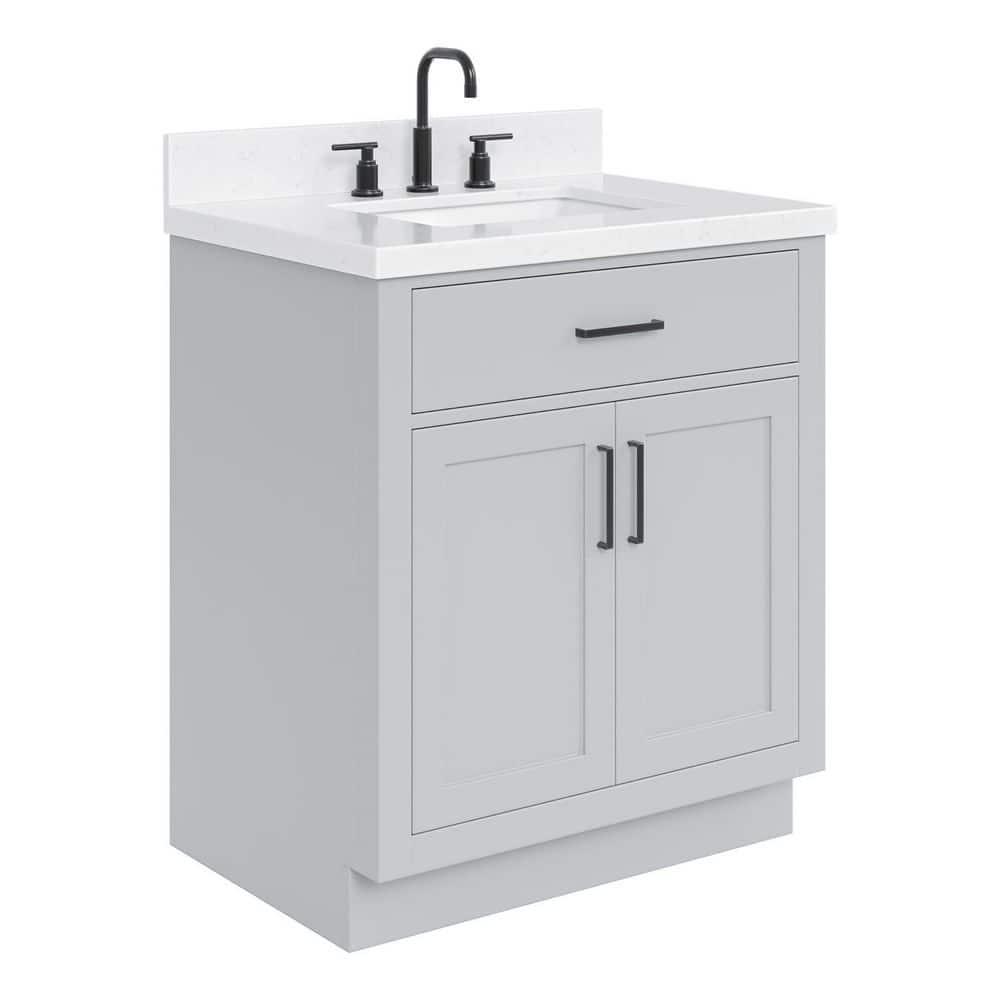 Tidworth 30.25'' Single Bathroom Vanity with Carrara Quartz Top