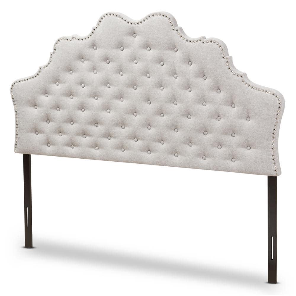 Queen Hilda Modern and Contemporary Fabric Headboard Beige - Baxton Studio: Nailhead Trim, Button-Tufted, Wood Composite