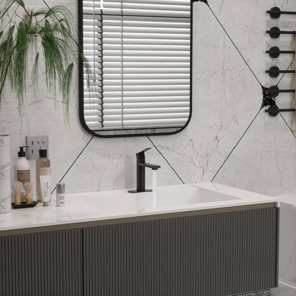 Black Bathroom Faucet Single Hole Bathroom Sink Faucet, Matte Black Single Handle Vanity Basin Faucets with Supply Deck Plate, Modern Farmhouse RV Faucet 1 or 3 Holes