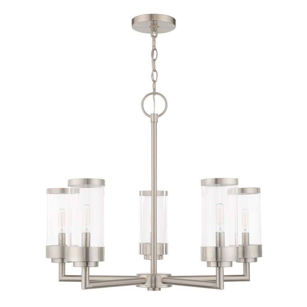 Taylen 5 - Light Stainless Steel Cylinder Chandelier