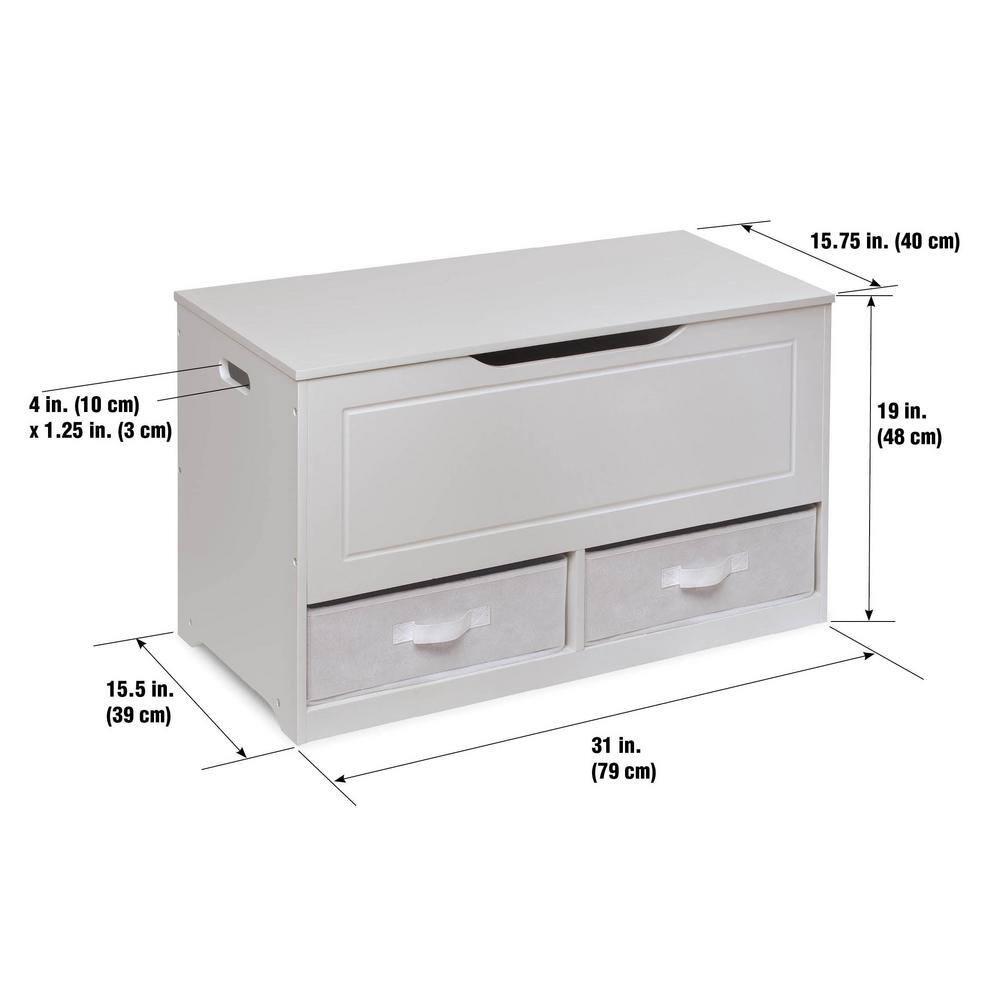 Badger Basket Up and Down Toy and Storage Box and Bench with Two Baskets - White