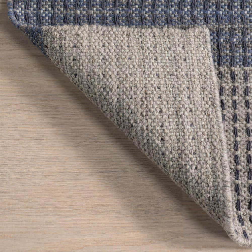 Portland Plaid Wool Blue 8 ft. x 10 ft. Indoor/Outdoor Patio Rug