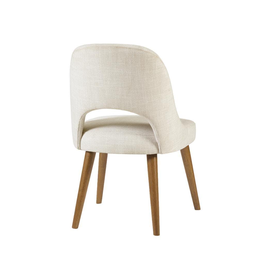 Nola Mid-Century Cream Upholstered Side Chair with Splayed Legs