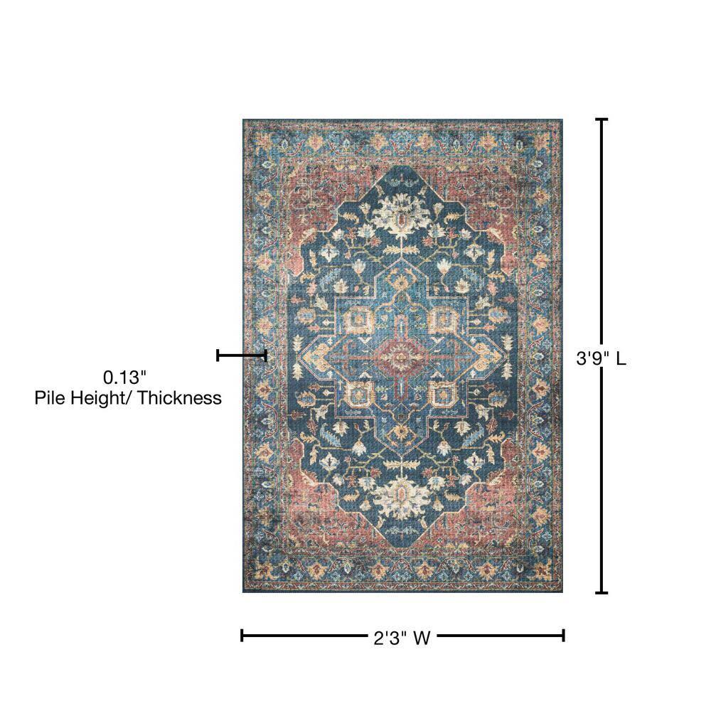 Skye Denim and Brick Synthetic Rectangular Rug