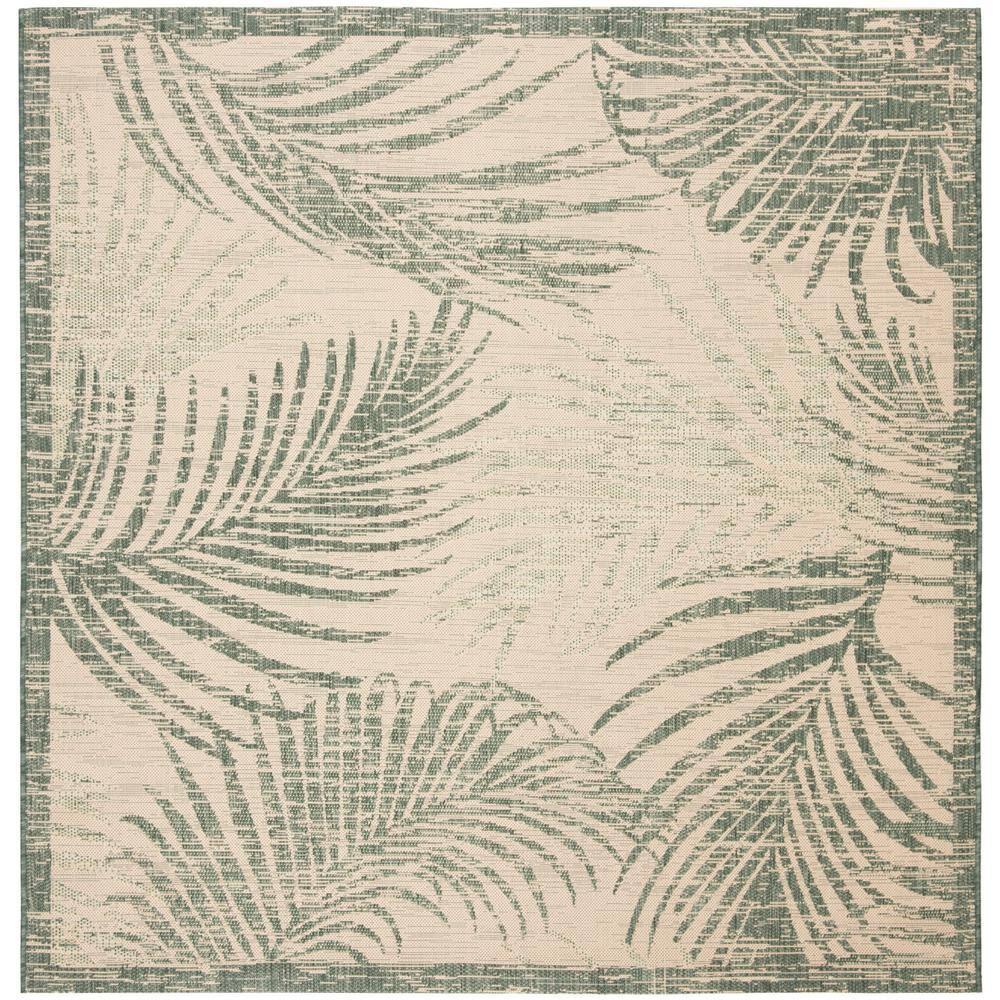 Courtyard CY7557 Power Loomed Indoor/Outdoor Area Rug - Beige/Green - 6'7"x6'7" - Safavieh.