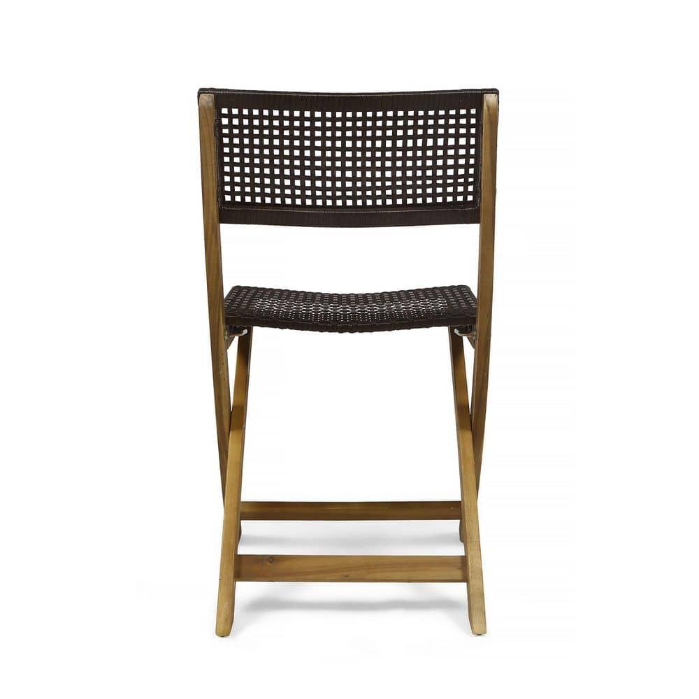 Historyli Go5H 2 Sillas de Comedor Plegables, Asientos de Mimbre Portátiles con Estructura de Madera, Silla de Bistró sin Brazos para Patio, para Porche