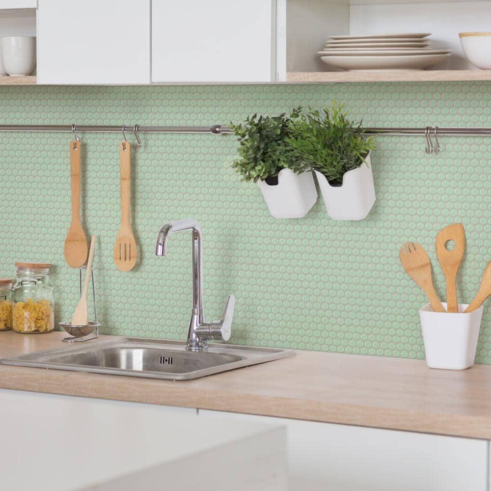 Metro Penny Matte Light Green Porcelain Mosaic Tile
