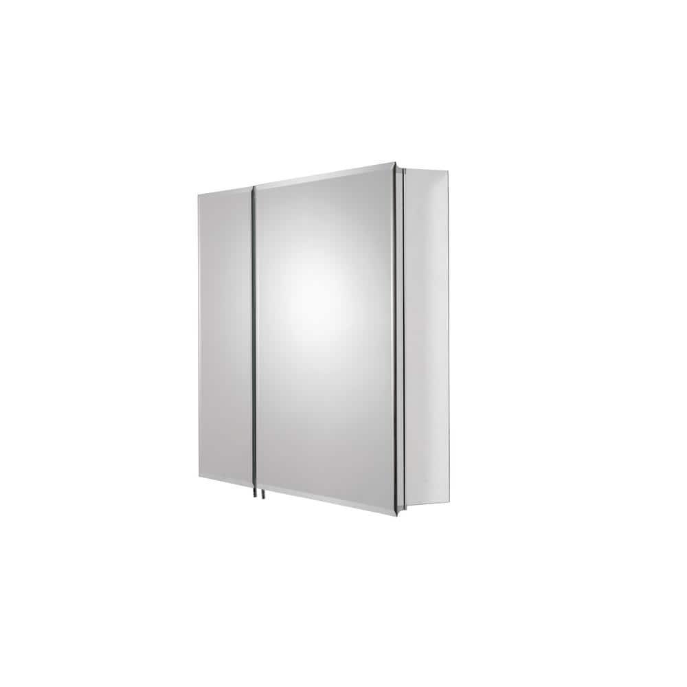 Croydex Halton Double Door Aluminium Bathroom Medicine Cabinet in Chrome (30x26in)